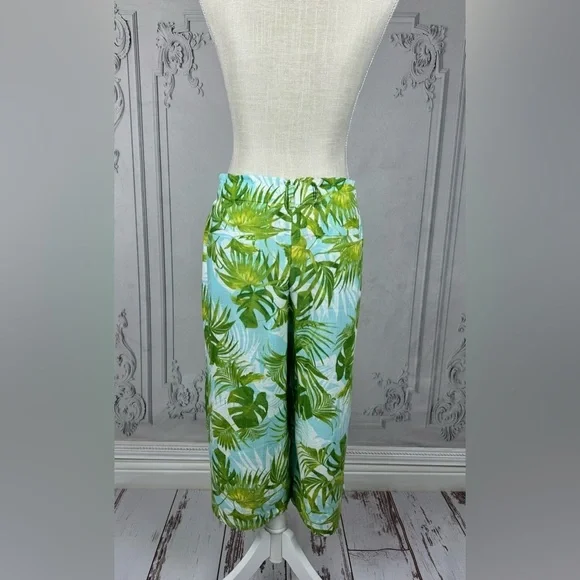 Paradise Palms Casual Printed Linen Blend Beachwear Capri Pants - Picture 7 of 13